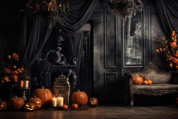 Happy Halloween Decorations Background. Wallpaper. Backdrop. Decorative. Illustration