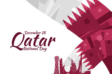 December 18, Qatar National Day Vector Illustration. Suitable for greeting card, poster and banner.