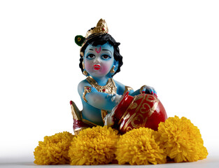 Happy Krishna Janmashtami, Lord Krishna white background