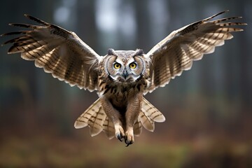 Flying Eurasian owl. Generative AI