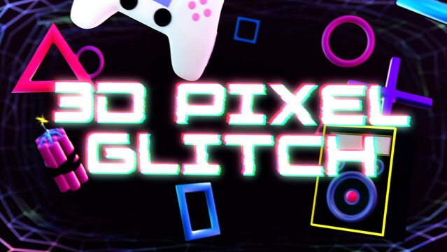 3D Pixel Glitch Gaming Intro
