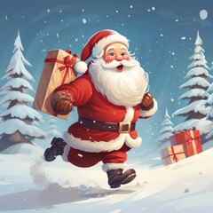 cartoon santa claus at christmas