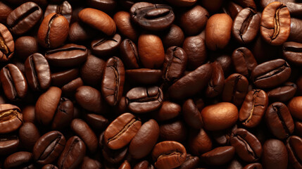 Fototapeta premium Top of view of roasted coffee beans