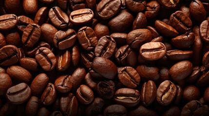 Fototapeta premium Top of view of roasted coffee beans