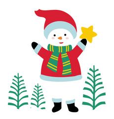 Snowman standing in the snow