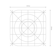 app icon dimensions and development grid line