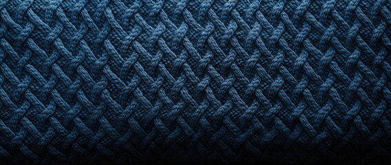 BLue Hand Knitted Wool Fabric With a Pattern Texture background