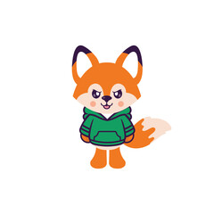 cartoon angry fox illustration with hoodie