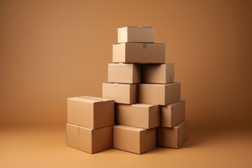 A neat arrangement of stacked cardboard boxes