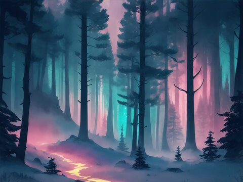 Forest landscape generatad by AI