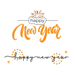 Fototapeta na wymiar Happy New Year lettering vector. Abstract Hand drawn creative calligraphy vector design. Colorful 2024 New Year vector. 