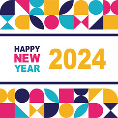 Happy New Year abstract poster vector. Abstract creative calligraphy vector design. Colorful 2024 New Year vector.
