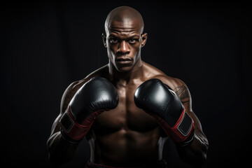 Fototapeta na wymiar A confident boxer ready for a match