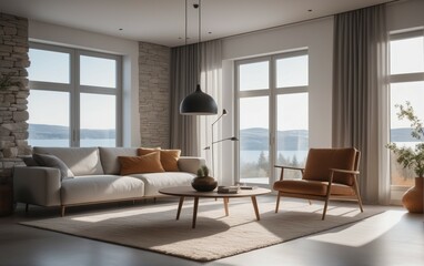 Fototapeta na wymiar Modern bright interior, apartment, living room interior