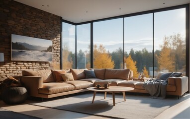 Modern bright interior, apartment, living room interior