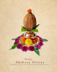 Happy Akshaya Tritiya, Happy laxmi pujan Indian festival akshaya tritiya concept - obrazy, fototapety, plakaty