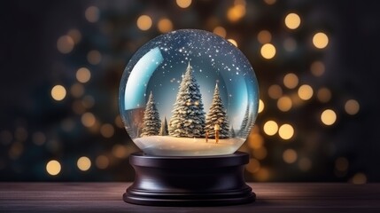 Fototapeta na wymiar Glass snow globe Christmas decorative design.