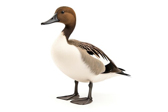 Northern pintail isolated on white background.