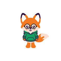 cartoon angry fox illustration with hoodie and glasses
