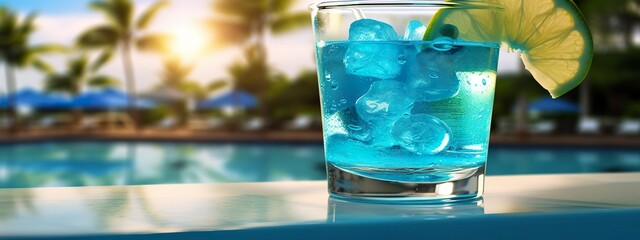 Banner with Blue Loguna cocktail.