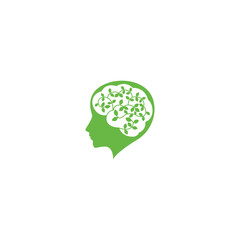 Brain logo with leaf connect design