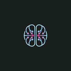 Brain logo design with tech connect design