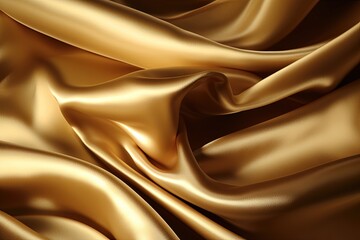 Gold satin fabric close up, abstract background - obrazy, fototapety, plakaty