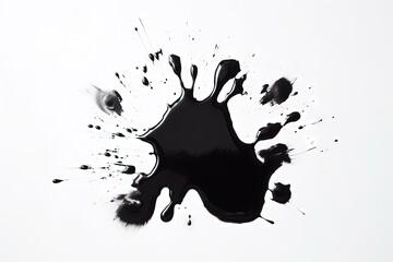 Black ink splatter on white background