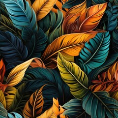 Exotic tropical leaves, Natural pattern with jungle plants, seamless pattern background