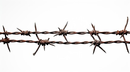 barbed wire on a white background.