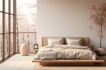 A cozy bedroom with a comfortable bed and natural light from the window