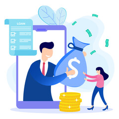 Illustration vector graphic cartoon character of loan