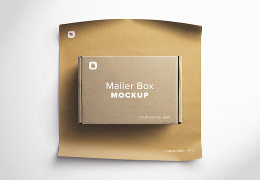 Mailer Box Mockup with Wrapping Paper