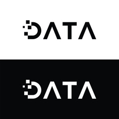 Modern Data Logo Design. Black and White Logo. Usable for Business Logos. Flat Vector Logo Design Template