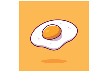 Fried egg vector. Sunny Side Egg Isolated on Yellow Background