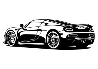 Car in doodle style. linear vector illustration	
