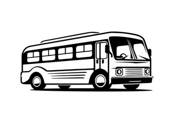 Bus icon. Large long passenger transport. Black silhouette. Side view. Vector simple flat graphic illustration. Isolated object on a white background. Isolate.