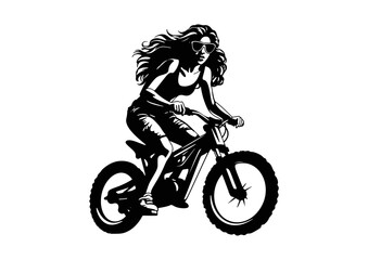 Obraz na płótnie Canvas Boy riding a bike. Vector illustration character cartoon boy riding a bike in a helmet and a backpack. 