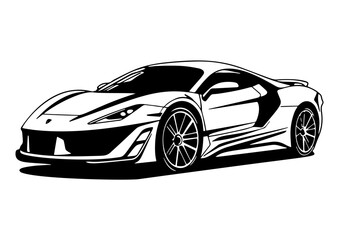 Car in doodle style. linear vector illustration	