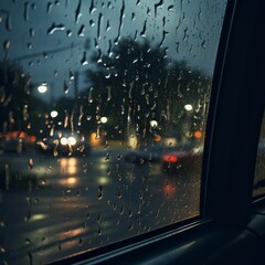 View of a rainy day from a car window