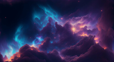 Beautiful space background with nebula and stars. - obrazy, fototapety, plakaty