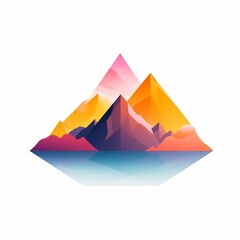 minimalistic mountain logo over hazy watercolor