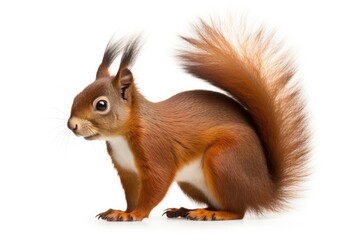 Fototapeta premium An adorable red squirrel posing on its hind legs