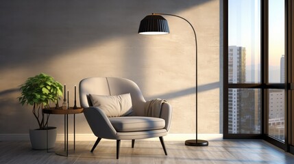 Cozy Reading Nook: Create your ideal reading nook with a comfortable armchair and a well-lit space, all in a stylish room interior. Perfect for relaxation and leisure.