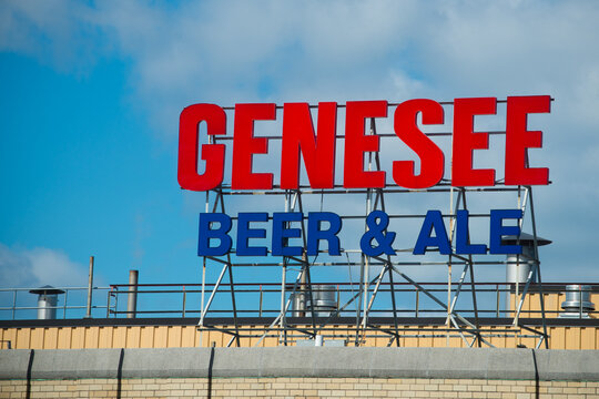 Rochester, NY, USA - Sept. 17, 2023: View from the rooftop of Genesee Brewery. Founded in 1878, it is one of the oldest and largest continually operated breweries in the United States. 
