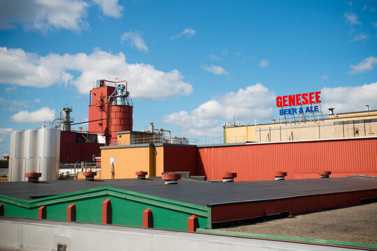 Rochester, NY, USA - Sept. 17, 2023: View from the rooftop of Genesee Brewery. Founded in 1878, it is one of the oldest and largest continually operated breweries in the United States. 