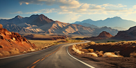 Fototapeta premium An empty road leading to the mountains