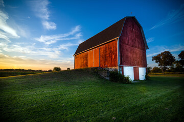 Red barn on farm in western New York