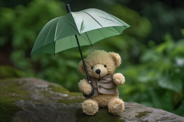 soft toy holding umbrella. Generative AI