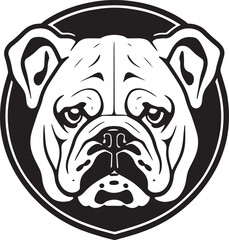 bulldog portrait vector pug circular emblematic monochrome logo of small breed dogs